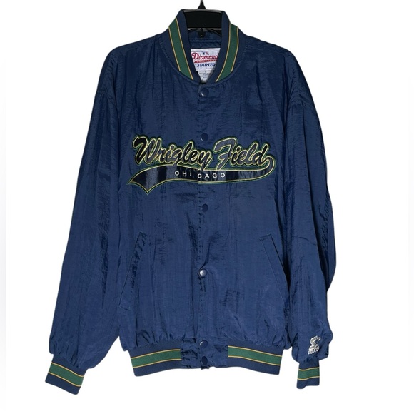 VTG 90s Starter Diamond Collection Jacket Size Large Chicago cubs Wrigley field - Picture 1 of 9
